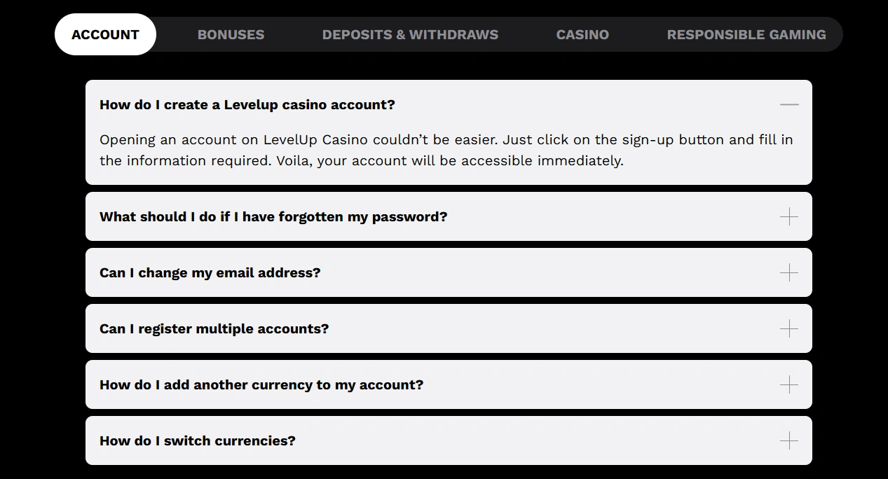 Level Up casino support